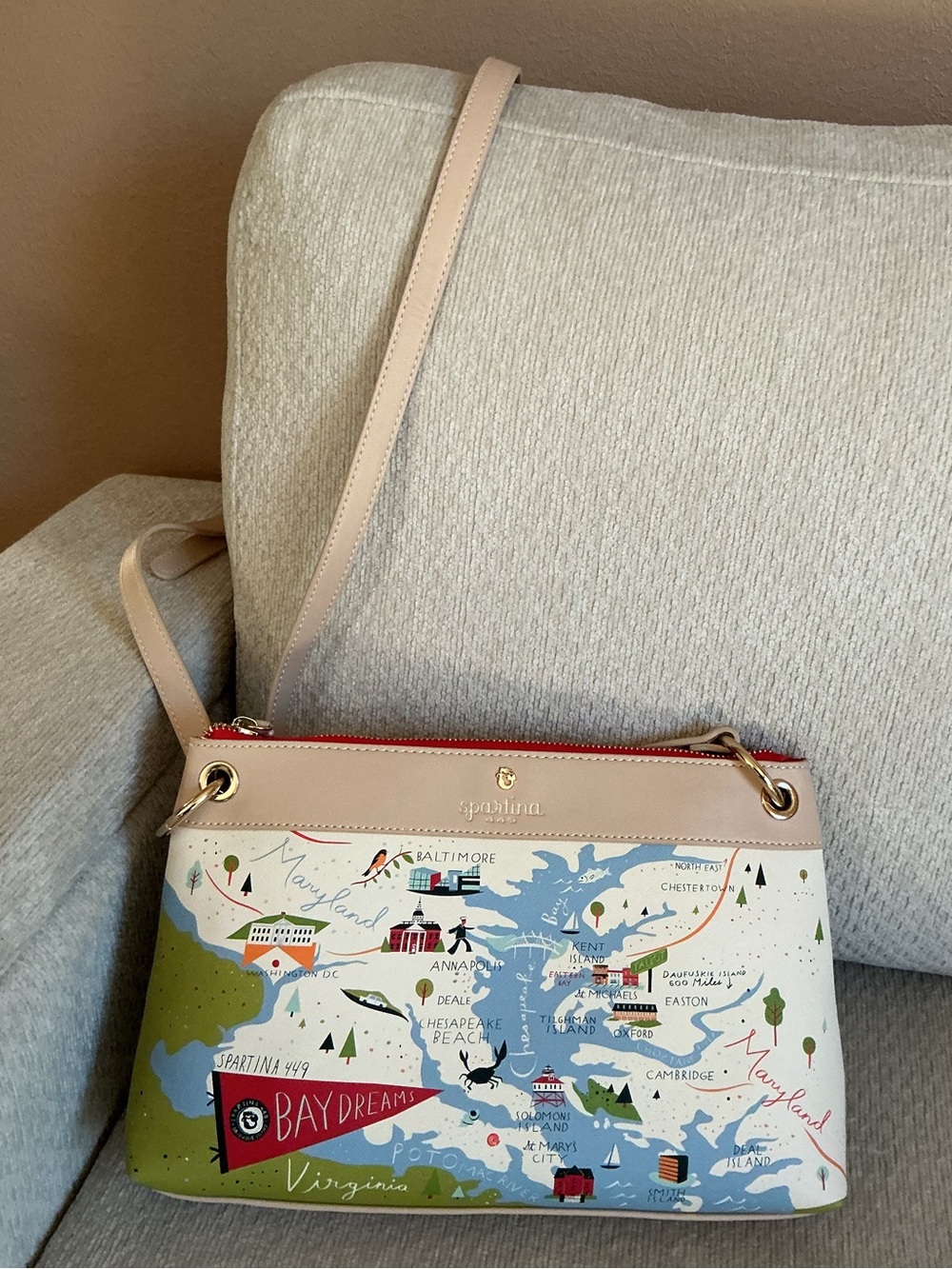 Spartina 449 Greetings from Bay Dreams Crossbpdy Bag Map Print